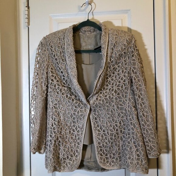 Vintage Giorgio Armani Embroidery Elegant Evening Party Jacket /Tank Tan Size 42 - Picture 1 of 11